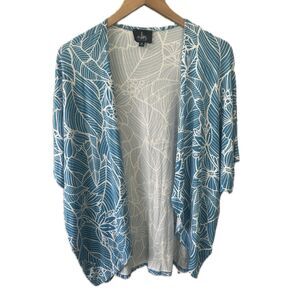 A-Line Hawaiian Aloha Tropical Leaves Floral Dolman Sleeve Open Cardigan XL